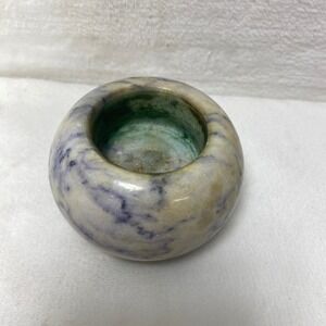VTG Marble Stone Votive Tea Light Candle Holder Swirl Pattern